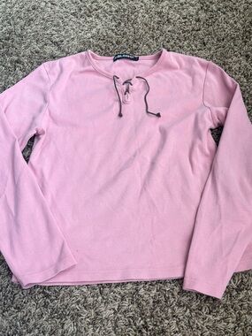Baleno Pink Long Sleeve Lace-Up Tee